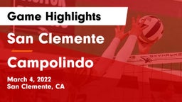 San Clemente  vs Campolindo Game Highlights - March 4, 2022