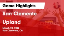 San Clemente  vs Upland  Game Highlights - March 28, 2022