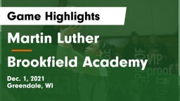 Martin Luther  vs Brookfield Academy  Game Highlights - Dec. 1, 2021