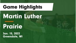 Martin Luther  vs Prairie  Game Highlights - Jan. 15, 2022