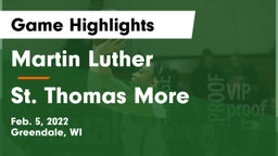 Martin Luther  vs St. Thomas More  Game Highlights - Feb. 5, 2022