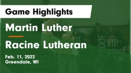 Martin Luther  vs Racine Lutheran  Game Highlights - Feb. 11, 2022