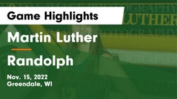 Martin Luther  vs Randolph  Game Highlights - Nov. 15, 2022