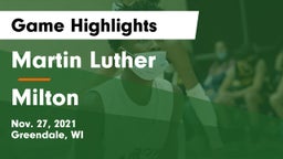 Martin Luther  vs Milton  Game Highlights - Nov. 27, 2021