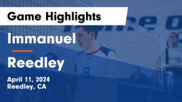 Immanuel  vs Reedley  Game Highlights - April 11, 2024