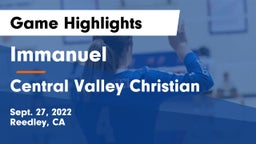 Immanuel  vs Central Valley Christian Game Highlights - Sept. 27, 2022