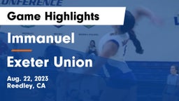 Immanuel  vs Exeter Union  Game Highlights - Aug. 22, 2023