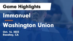 Immanuel  vs Washington Union  Game Highlights - Oct. 16, 2023