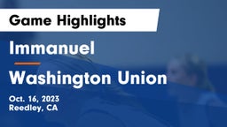 Immanuel  vs Washington Union  Game Highlights - Oct. 16, 2023