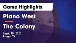 Plano West  vs The Colony  Game Highlights - Sept. 25, 2020