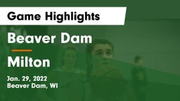 Beaver Dam  vs Milton  Game Highlights - Jan. 29, 2022