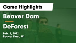 Beaver Dam  vs DeForest  Game Highlights - Feb. 3, 2022