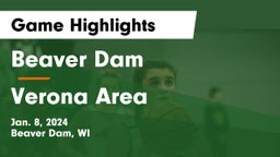 Beaver Dam  vs Verona Area  Game Highlights - Jan. 8, 2024