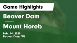 Beaver Dam  vs Mount Horeb  Game Highlights - Feb. 14, 2020