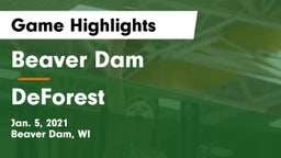 Beaver Dam  vs DeForest  Game Highlights - Jan. 5, 2021