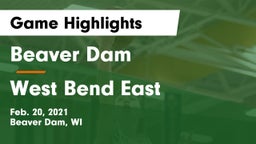 Beaver Dam  vs West Bend East  Game Highlights - Feb. 20, 2021