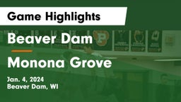 Beaver Dam  vs Monona Grove  Game Highlights - Jan. 4, 2024