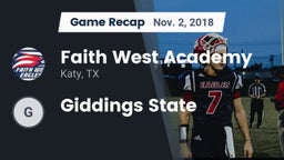 Recap: Faith West Academy  vs. Giddings State 2018