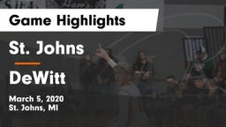 St. Johns  vs DeWitt  Game Highlights - March 5, 2020