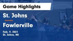 St. Johns  vs Fowlerville  Game Highlights - Feb. 9, 2021