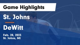 St. Johns  vs DeWitt  Game Highlights - Feb. 28, 2023