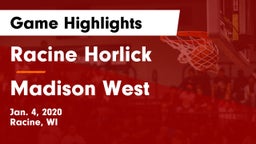 Racine Horlick vs Madison West  Game Highlights - Jan. 4, 2020
