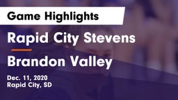 Rapid City Stevens  vs Brandon Valley  Game Highlights - Dec. 11, 2020