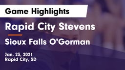 Rapid City Stevens  vs Sioux Falls O'Gorman  Game Highlights - Jan. 23, 2021