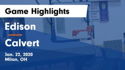 Edison  vs Calvert  Game Highlights - Jan. 22, 2020