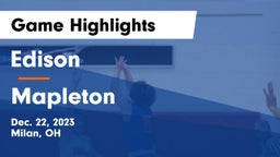 Edison  vs Mapleton  Game Highlights - Dec. 22, 2023