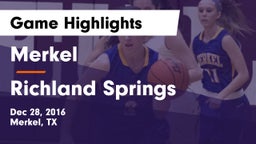 Merkel  vs Richland Springs Game Highlights - Dec 28, 2016