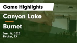 Canyon Lake  vs Burnet  Game Highlights - Jan. 16, 2020