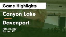 Canyon Lake  vs Davenport  Game Highlights - Feb. 23, 2021