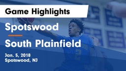 Spotswood  vs South Plainfield  Game Highlights - Jan. 5, 2018