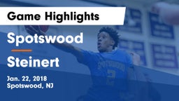 Spotswood  vs Steinert  Game Highlights - Jan. 22, 2018