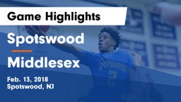 Spotswood  vs Middlesex  Game Highlights - Feb. 13, 2018