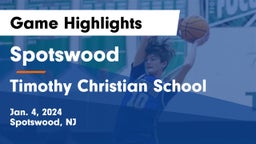 Spotswood  vs Timothy Christian School Game Highlights - Jan. 4, 2024