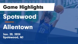 Spotswood  vs Allentown  Game Highlights - Jan. 20, 2024