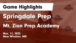 Springdale Prep vs Mt. Zion Prep Academy Game Highlights - Nov. 11, 2023
