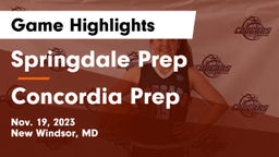 Springdale Prep vs Concordia Prep  Game Highlights - Nov. 19, 2023
