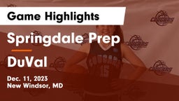 Springdale Prep vs DuVal  Game Highlights - Dec. 11, 2023