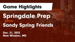 Springdale Prep vs Sandy Spring Friends  Game Highlights - Dec. 21, 2023