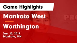 Mankato West  vs Worthington  Game Highlights - Jan. 10, 2019