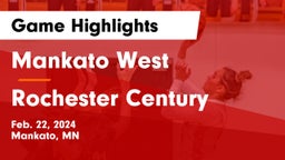 Mankato West  vs Rochester Century  Game Highlights - Feb. 22, 2024
