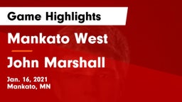 Mankato West  vs John Marshall  Game Highlights - Jan. 16, 2021