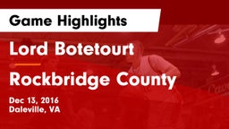 Lord Botetourt  vs Rockbridge County  Game Highlights - Dec 13, 2016