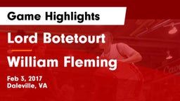 Lord Botetourt  vs William Fleming  Game Highlights - Feb 3, 2017
