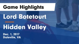 Lord Botetourt  vs Hidden Valley  Game Highlights - Dec. 1, 2017