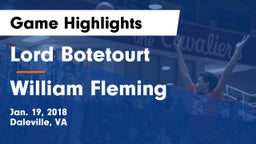 Lord Botetourt  vs William Fleming  Game Highlights - Jan. 19, 2018