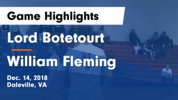 Lord Botetourt  vs William Fleming  Game Highlights - Dec. 14, 2018